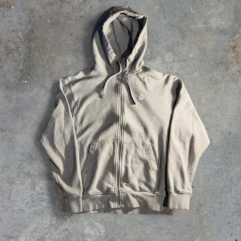 Nike Gray Full Zip Hoodie Size S Full Front Zipper Kangaroo Pockets Athleisure